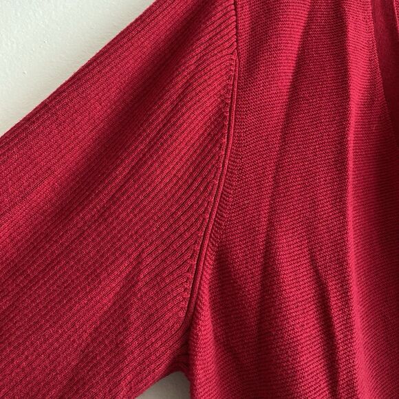 Eileen Fisher Sweater Womens 2X Organic Cotton Open Front Red Cardigan Staple - Picture 4 of 10